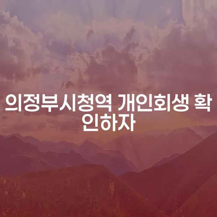 의정부시청역 개인회생 확인하자